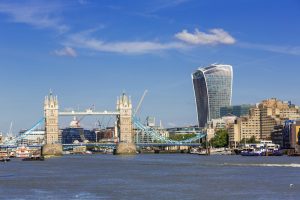 Financial District of London and the Tower Bridge